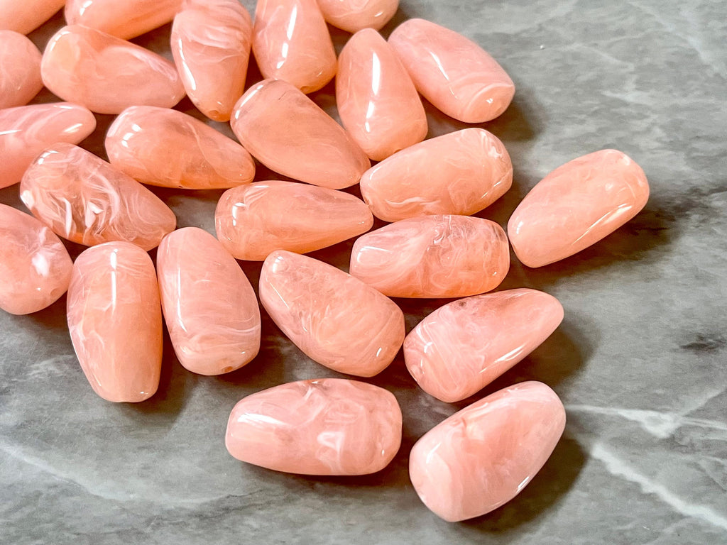 Peach Beads, Pink Beads 28mm Oval Beads, Big Acrylic beads, Big Beads, Bangle Beads, Wire Bangle necklace Beaded Jewelry peach coral