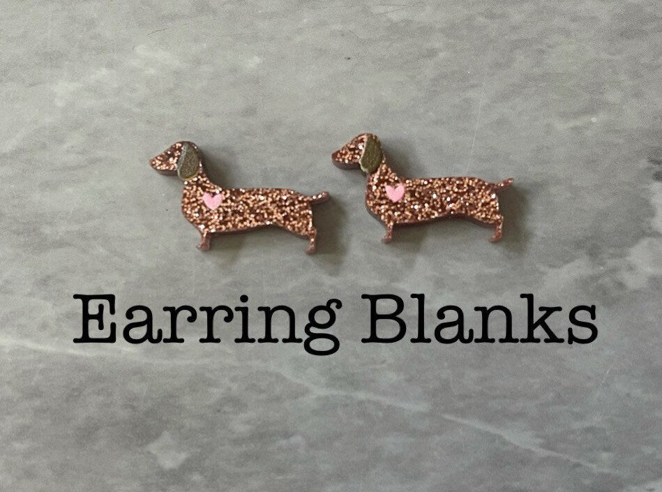 DIY Weiner Dog Earring Blanks, 20mm brown and heart puppy earrings