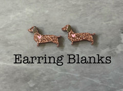 DIY Weiner Dog Earring Blanks, 20mm brown and heart puppy earrings