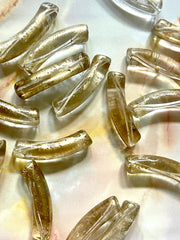 Gold & Clear Acrylic curved tube beads, tube bracelet beads, resin tube beads accent statement bracelet, stretch bracelet beads