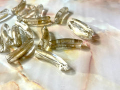 Gold & Clear Acrylic curved tube beads, tube bracelet beads, resin tube beads accent statement bracelet, stretch bracelet beads