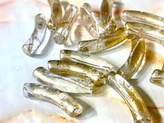 Gold & Clear Acrylic curved tube beads, tube bracelet beads, resin tube beads accent statement bracelet, stretch bracelet beads