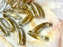 Gold & Clear Acrylic curved tube beads, tube bracelet beads, resin tube beads accent statement bracelet, stretch bracelet beads