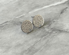 10mm Silver Cobblestone round post earring circle blanks drop stud earring, silver dangle DIY earring mod making round earrings