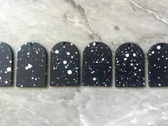 Black White Spray paint rounded pendant earrings rubber clay teardrop blanks earrings, painted earrings, boho jewelry paint splatter art