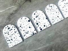 White Black Spray paint rounded pendant earrings rubber clay teardrop blanks earrings, painted earrings, boho jewelry paint splatter art