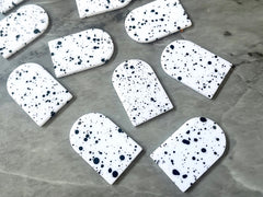 White Black Spray paint rounded pendant earrings rubber clay teardrop blanks earrings, painted earrings, boho jewelry paint splatter art