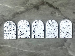 White Black Spray paint rounded pendant earrings rubber clay teardrop blanks earrings, painted earrings, boho jewelry paint splatter art