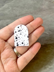 White Black Spray paint rounded pendant earrings rubber clay teardrop blanks earrings, painted earrings, boho jewelry paint splatter art