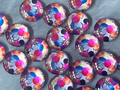 Pink & Blue Watercolor Art Resin 12mm Druzy Cabochons, jewelry making kit earring set, diy jewelry, druzy studs, 12mm Druzy stud earrings