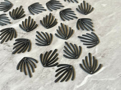 Earring BLACK Acrylic Beads, half fan cutout rubber 22mm Earring Necklace pendant bead, one hole at top DIY blanks straw black blanks