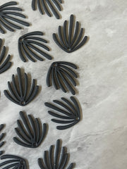 Earring BLACK Acrylic Beads, half fan cutout rubber 22mm Earring Necklace pendant bead, one hole at top DIY blanks straw black blanks