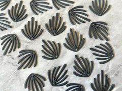 Earring BLACK Acrylic Beads, half fan cutout rubber 22mm Earring Necklace pendant bead, one hole at top DIY blanks straw black blanks