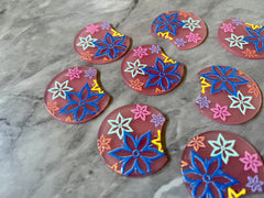 Colorful floral Resin Blanks, circle cutout acrylic 36mm Earring Necklace pendant bead, one hole, rainbow flower drop jewelry acrylic DIY