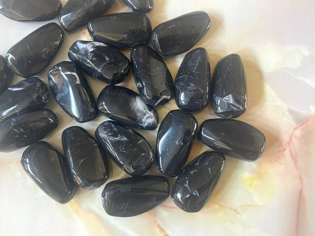 Black Beads, White black swirl Beads 28mm Oval Beads, Big Acrylic beads, Big Beads, Bangle Beads, Wire Bangle necklace Beaded Jewelry