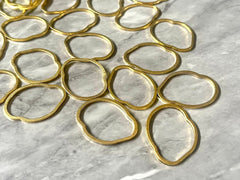 Gold Oval metal earring Beads, circle cutout Necklace pendant bead, textured DIY blanks 39mm circles oval, gold round jewelry blanks