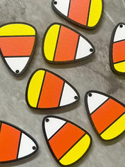 XL Candy Corn Halloween Earring Acrylic Blanks Cutout, earring jewelry making, drop blanks, 30mm triangle 1 hole black glitter orange white
