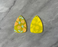 Colorful floral Resin Blanks, teardrop cutout acrylic 41mm Earring Necklace pendant bead, one hole, rainbow flower drop jewelry acrylic DIY