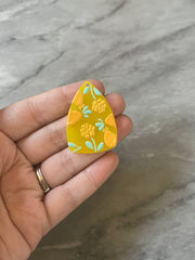Colorful floral Resin Blanks, teardrop cutout acrylic 41mm Earring Necklace pendant bead, one hole, rainbow flower drop jewelry acrylic DIY