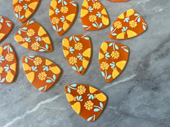 Colorful floral Resin Blanks, teardrop cutout acrylic 41mm Earring Necklace pendant bead, one hole, rainbow flower drop jewelry acrylic DIY
