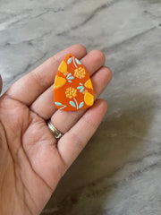 Colorful floral Resin Blanks, teardrop cutout acrylic 41mm Earring Necklace pendant bead, one hole, rainbow flower drop jewelry acrylic DIY