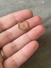 14mm Gold Metal Hexagon, bracelet necklace earrings, jewelry making, geometric earrings, 6 sided figure blanks, simple minimalist jewelry