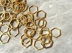 14mm Gold Metal Hexagon, bracelet necklace earrings, jewelry making, geometric earrings, 6 sided figure blanks, simple minimalist jewelry