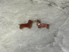 DIY Weiner Dog Earring Blanks, 20mm brown and heart puppy earrings