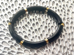 DIY Bracelet Kit Acrylic curved tube beads, clear crackle tube bracelet beads, resin tube beads accent statement bracelet, stretch bracelet