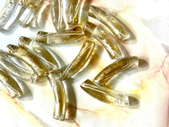 Gold & Clear Acrylic curved tube beads, tube bracelet beads, resin tube beads accent statement bracelet, stretch bracelet beads