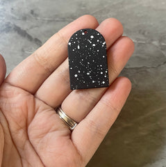 Black White Spray paint rounded pendant earrings rubber clay teardrop blanks earrings, painted earrings, boho jewelry paint splatter art