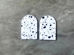 White Black Spray paint rounded pendant earrings rubber clay teardrop blanks earrings, painted earrings, boho jewelry paint splatter art