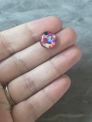 Pink & Blue Watercolor Art Resin 12mm Druzy Cabochons, jewelry making kit earring set, diy jewelry, druzy studs, 12mm Druzy stud earrings