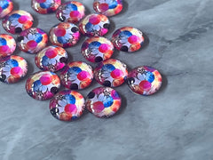 Pink & Blue Watercolor Art Resin 12mm Druzy Cabochons, jewelry making kit earring set, diy jewelry, druzy studs, 12mm Druzy stud earrings