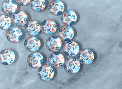 Peach & Blue Flower Art Resin 12mm Druzy Cabochons, jewelry making kit earring set, diy jewelry, druzy studs, 12mm Druzy stud earrings