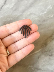 Earring BLACK Acrylic Beads, half fan cutout rubber 22mm Earring Necklace pendant bead, one hole at top DIY blanks straw black blanks