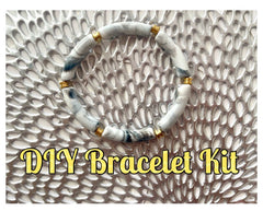 DIY Bracelet Kit Acrylic curved tube beads, White & Black tube bracelet beads, resin tube beads accent statement bracelet, stretch bracelet