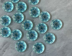 Mandala Blue Green Watercolor Resin 12mm Druzy Cabochons, jewelry making kit earring set, diy jewelry, druzy studs, 12mm Druzy stud earrings