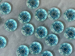 Mandala Blue Green Watercolor Resin 12mm Druzy Cabochons, jewelry making kit earring set, diy jewelry, druzy studs, 12mm Druzy stud earrings