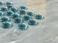 Mandala Blue Green Watercolor Resin 12mm Druzy Cabochons, jewelry making kit earring set, diy jewelry, druzy studs, 12mm Druzy stud earrings