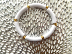 DIY Bracelet Kit Acrylic curved tube beads, clear crackle tube bracelet beads, resin tube beads accent statement bracelet, stretch bracelet