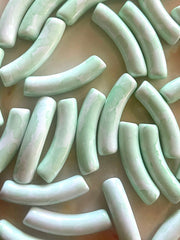 Light Green Kaleidoscope Acrylic curved tube beads, tube bracelet beads, resin tube beads accent statement bracelet, stretch bracelet