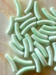 Light Green Kaleidoscope Acrylic curved tube beads, tube bracelet beads, resin tube beads accent statement bracelet, stretch bracelet