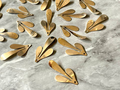 Mirror metal Gold Flower Cutout, earring bead jewelry making, 35mm jewelry, gold pendant floral 1 Hole Earring blanks golden metallic