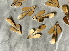Mirror metal Gold Flower Cutout, earring bead jewelry making, 35mm jewelry, gold pendant floral 1 Hole Earring blanks golden metallic