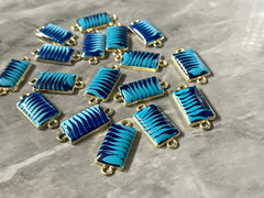 Blue Resin Swirl Rectangle blanks, 25mm necklace DIY blanks, earring bead jewelry making, gold beaded jewelry, gold earrings 2 Hole