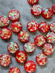 Christmas Red confetti Resin 12mm Druzy Cabochons, jewelry making kit earring set, diy jewelry, druzy studs, 12mm stud earrings