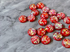 Christmas Red confetti Resin 12mm Druzy Cabochons, jewelry making kit earring set, diy jewelry, druzy studs, 12mm stud earrings