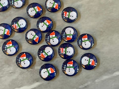 Winter Snowman Resin 12mm Druzy Cabochons, jewelry making kit earring set, diy jewelry Christmas studs, 12mm Druzy stud earrings