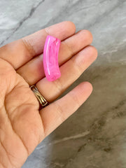 Acrylic curved tube beads, Bubblegum PINK 34mm tube bracelet beads, resin tube beads accent statement bracelet, stretch bracelet beads